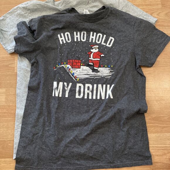 Mens Christmas Shirt LOT Size Medium Lot Of 2 Tees Naughty Santa - Picture 4 of 5